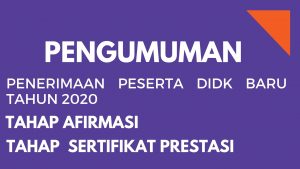 Pengumuman PPDB Tahun 2020